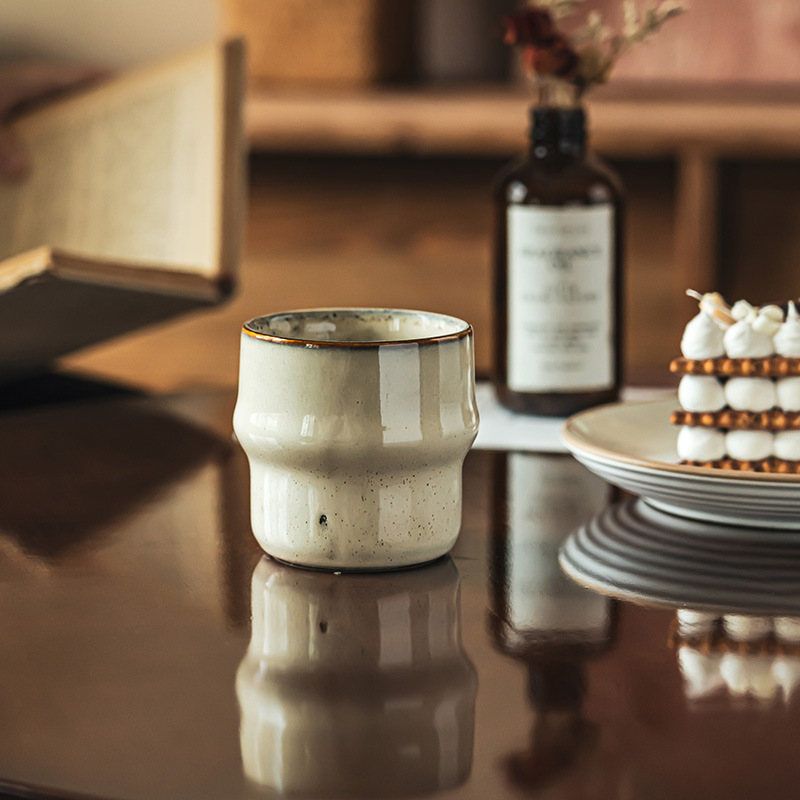 Taza de mano retro japonesa, taza de cerámica sin mango, taza de desayuno, taza de café, taza de agua, taza principal