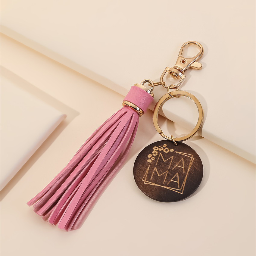 17g Weight Keychain Classification 1 Piece Quantity Casual, Holiday, Daily Occasion Pu Leather Material Mother'S Day Festival Letter, Tassel Pattern Unisex Gender Modern Style Style Modern Style Letter Tassel Pu Leather Mother'S Day Unisex Keychain 6