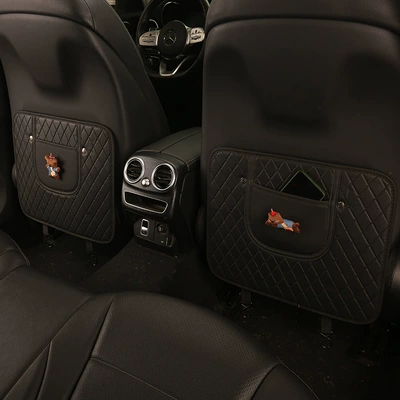 Car Seat Back Anti-Kick Pad Car Seat Back Pad Anti-Dirty Pad with Storage Bag Children's Rear Anti-Kick Pad