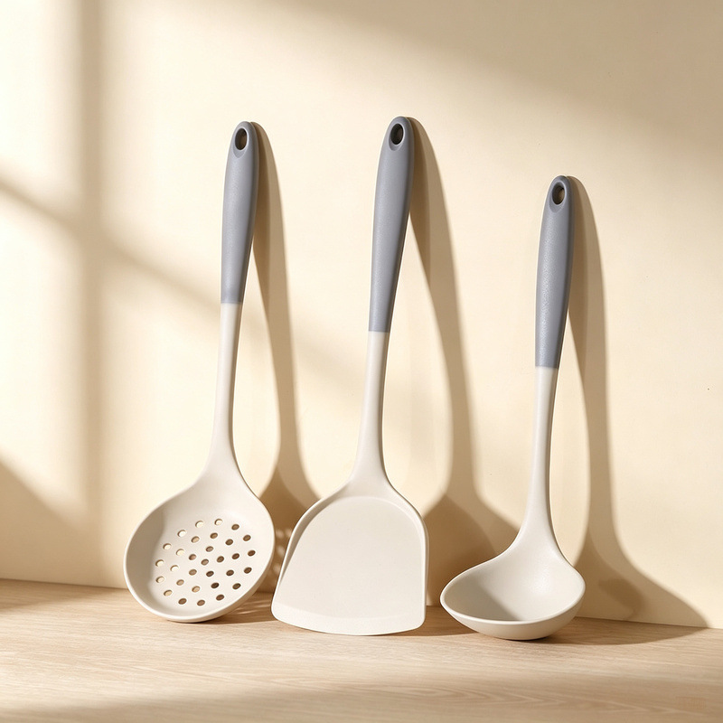 Pala de silicona de grado alimenticio, pala antiadherente, pala de silicona resistente a altas temperaturas, olla protectora, pala de cocina doméstica, cuchara de sopa