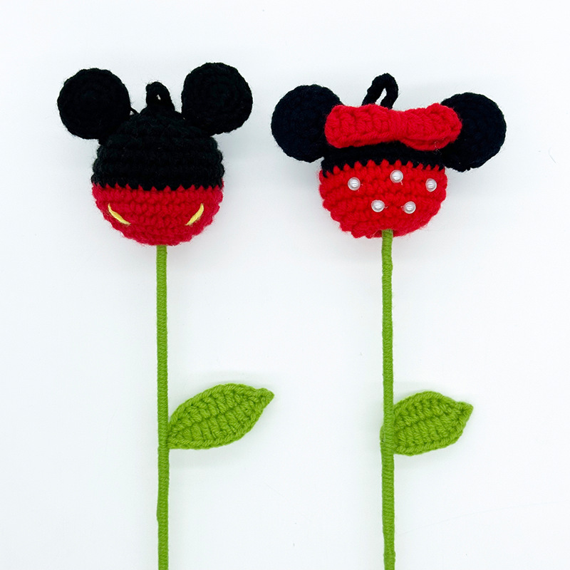 Ramo de Flores Artificiales con Cabeza de Animal Terminada, Flores de Ganchillo Hechas a Mano, Decoración del Hogar, Ramo Creativo de Animales de Dibujos Animados, Ramo de Cerdos image 5