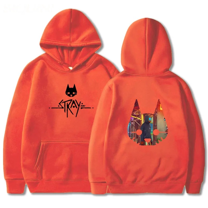 Juego errante gato anime sudadera con capucha juego caliente estampado ropa hombre invierno suéter de lana top de gran tamaño