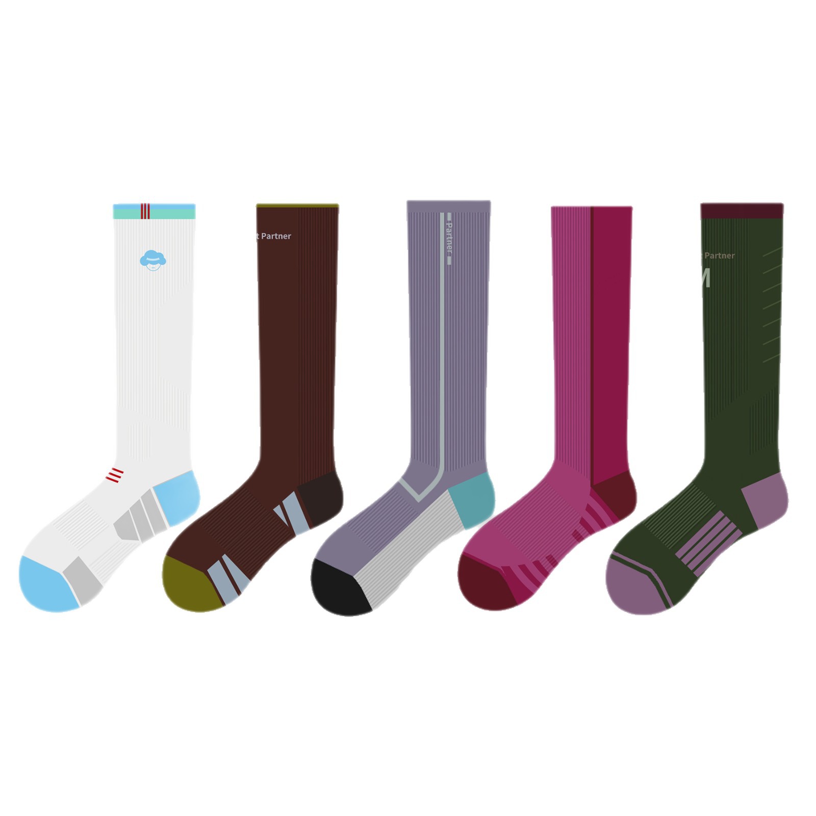 Professional Sports Compression Calf Socks for Women, Suitable for Outdoor Hiking, Running, Marathon, Cycling, Shock Absorption, Seamless Long Socks
