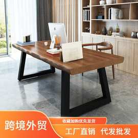 台式桌子美式工业风实木办公桌写字桌简约现代loft长桌电脑桌书桌