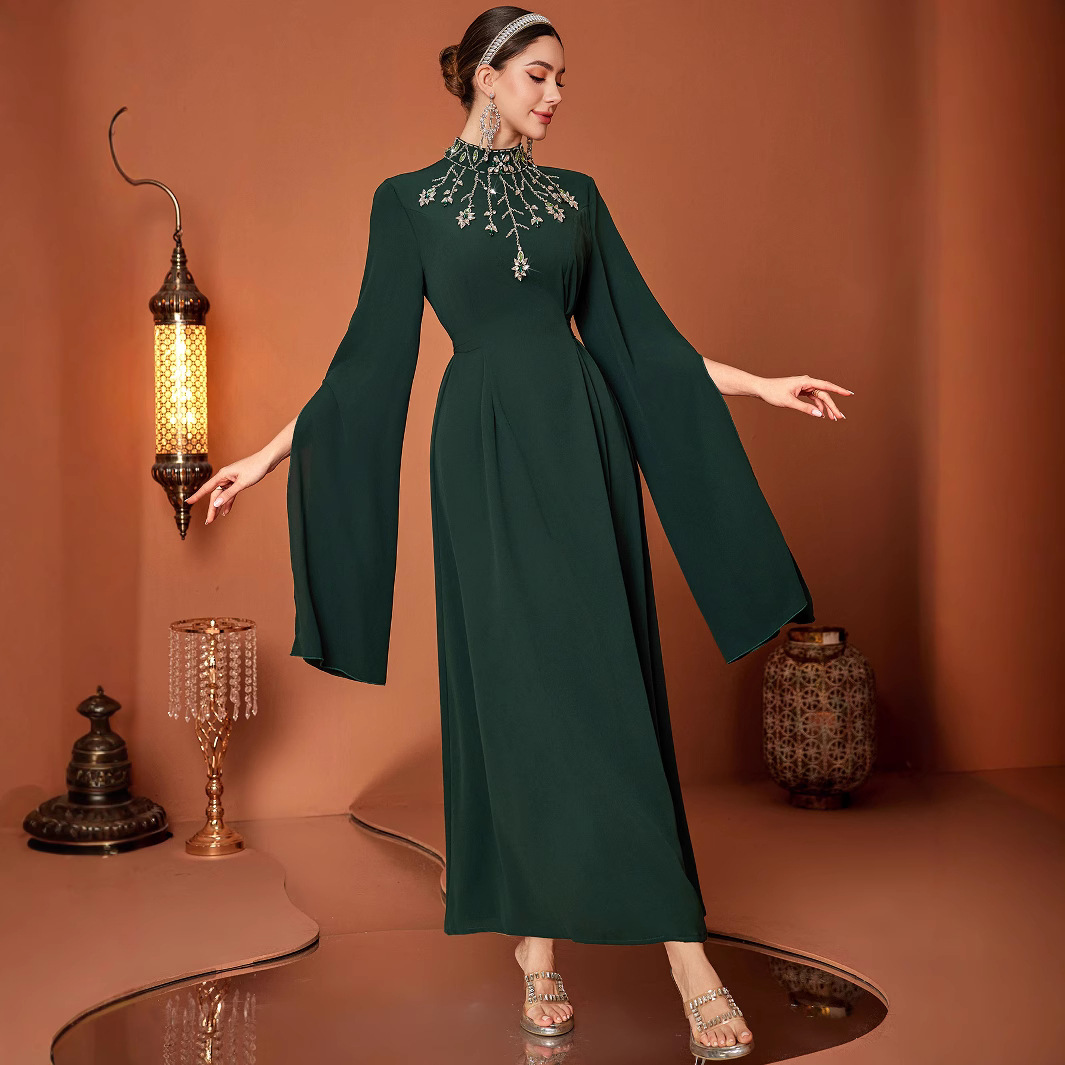 Long Sleeve Seam Diamond Fashion Socialite Maxi Elegant Evening Dress