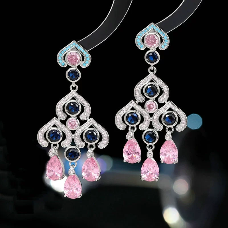 Серебряная игла, серьги для невесты, цирконий, инкрустация камнями, серебро 925 пробы, легкий роскошный стиль, высококачественный стиль