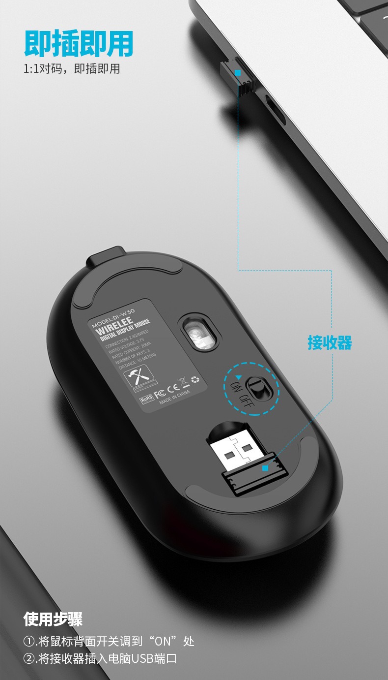 Sınır ötesi yeni kablosuz Bluetooth mouse, şarj edilebilir, sessiz, güç göstergeli, kızlar, iş, bilgisayar ve ofis kullanımı için uygun.