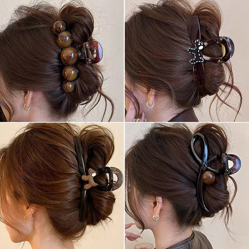 Large Claw Clip for Thick Hair, Black Hair Clip for the Back of the Head, Korean Style High-End Hair Accessory