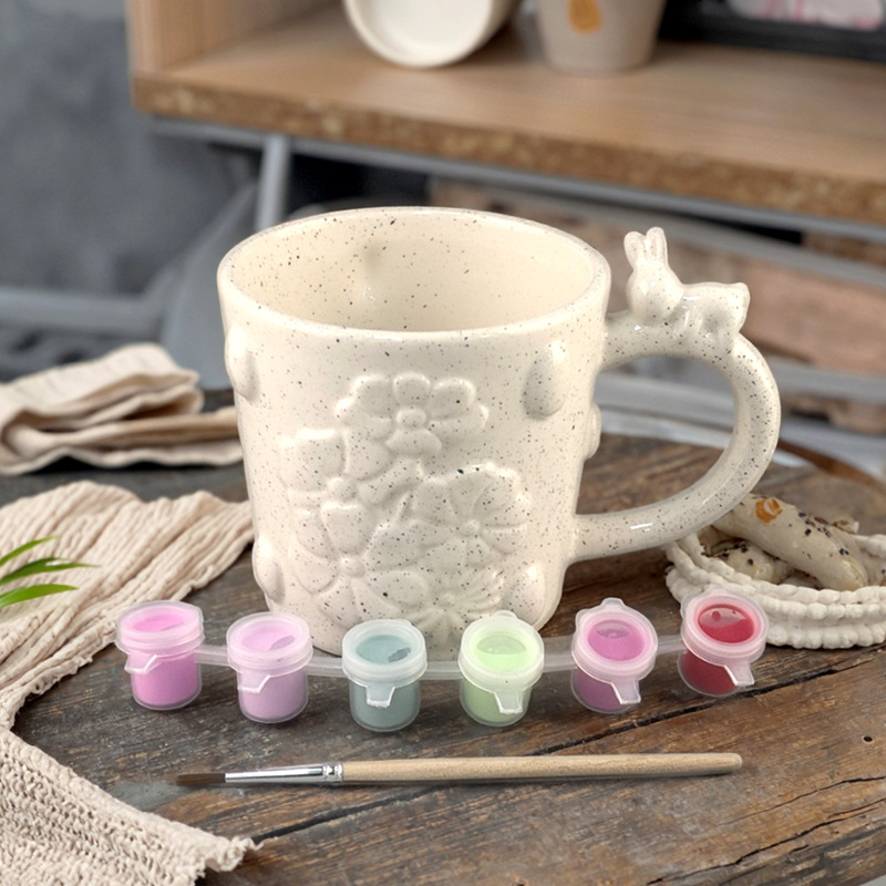 Artístico simple DIY en el mango de conejo encantador taza de cerámica inswind personalidad creativa taza de café casera