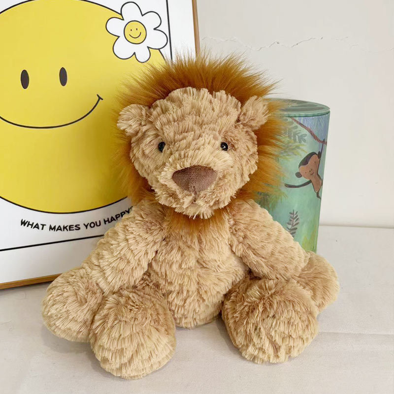 Wholesale small lion plush toy wavy fur lion doll fried fur lion gift doll soft cute lion