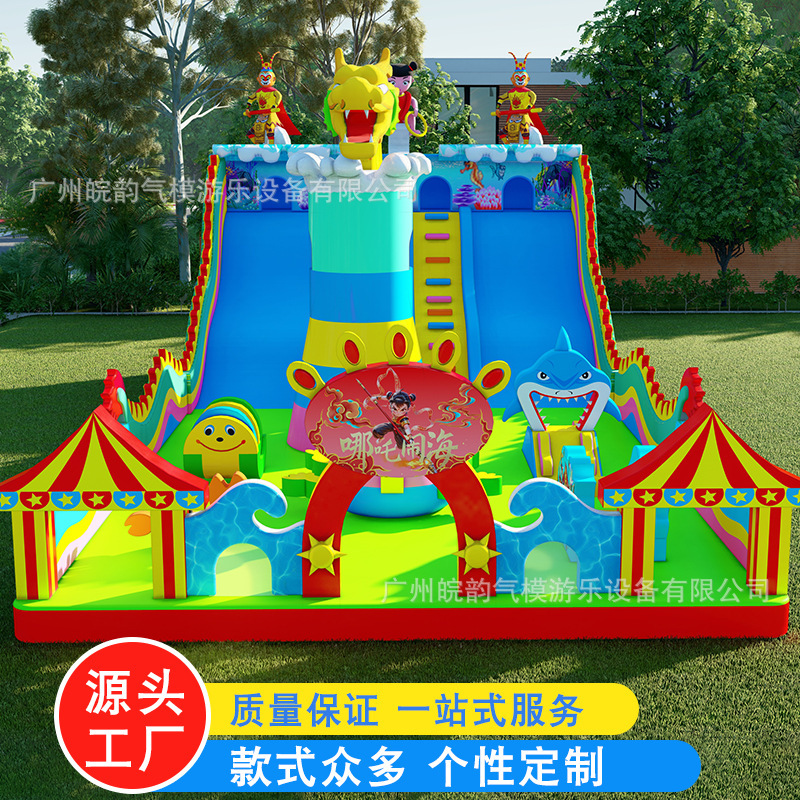 新しい子供用インフレータブル城屋外大型公園スライドクライミングトランポリン屋外広場屋台遊具|undefined