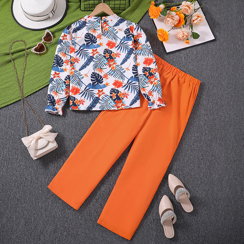 Girls Printed Long-sleeved Top And Pants Set For Kids_voghion.com