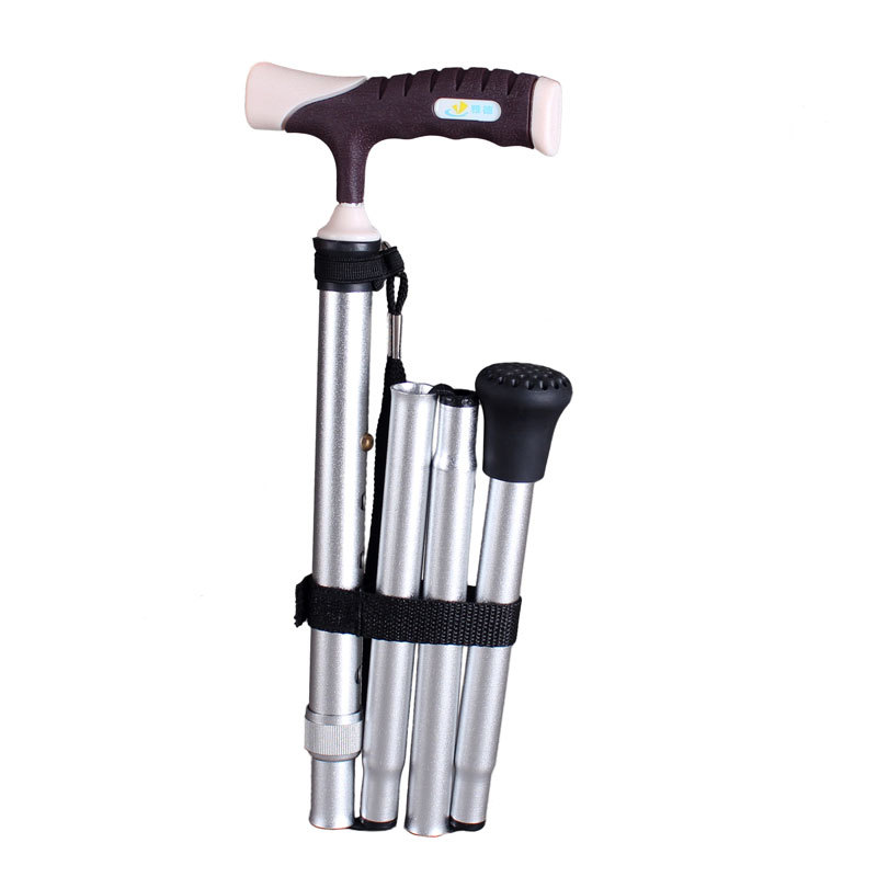 Qishide muleta de aleación de aluminio con luz plegable ancianos bastón telescópico ayuda para caminar solo ayuda para caminar