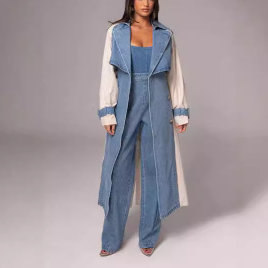 Ženska oblačila, nova ulična moda, patchwork jeans jakna_voghion.com