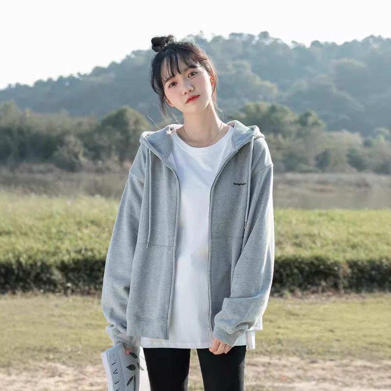 秋冬の新型韓国版ベルベットの厚いコートの女性の潮ins洋気のゆるいジッパーのカーディガンと帽子のガーディアン|undefined