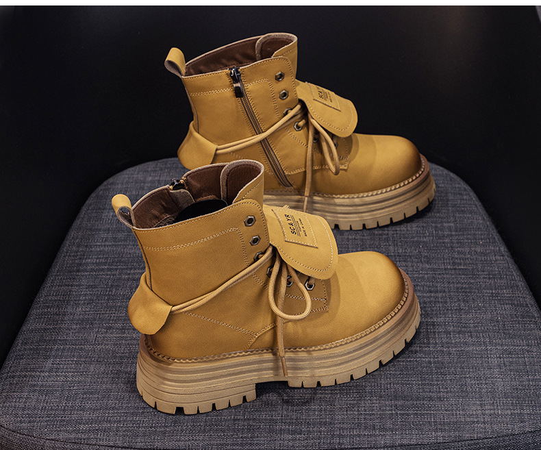 Boot Martin cổ ngắn nữ phong cách cổ điển đế dày đi du lịch leo núi — M2627 màu vàng một lớp lót trong, M2627 kaki một lớp bên trong chi tiết 13