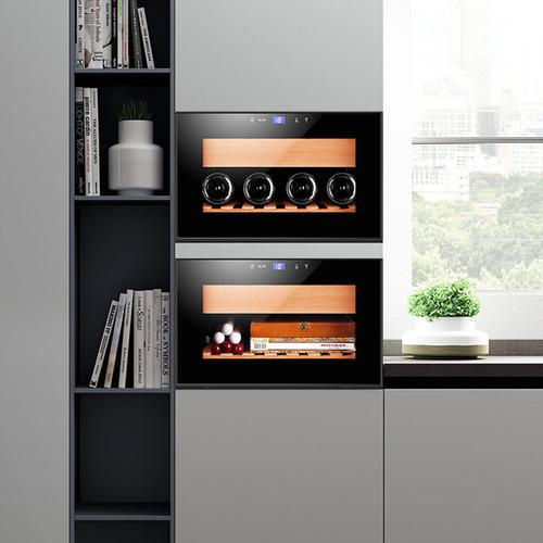 Qielong 25C Cigar Cabinet, Cedar Wood Mini Cigar Humidor, Home Use Small Embedded Aging Cabinet