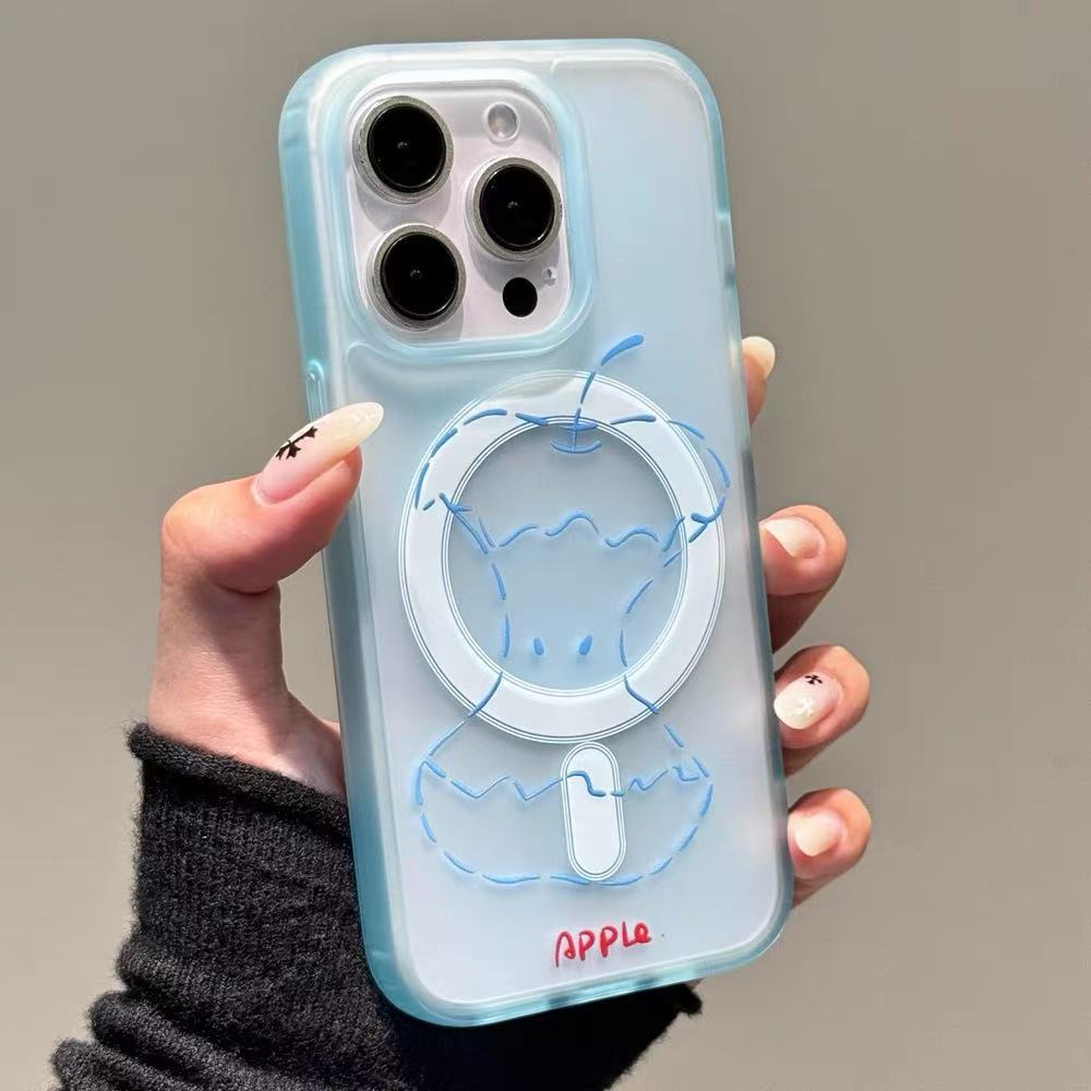 Mano de manzana de línea azul transparente de una sola cáscara magnética JM