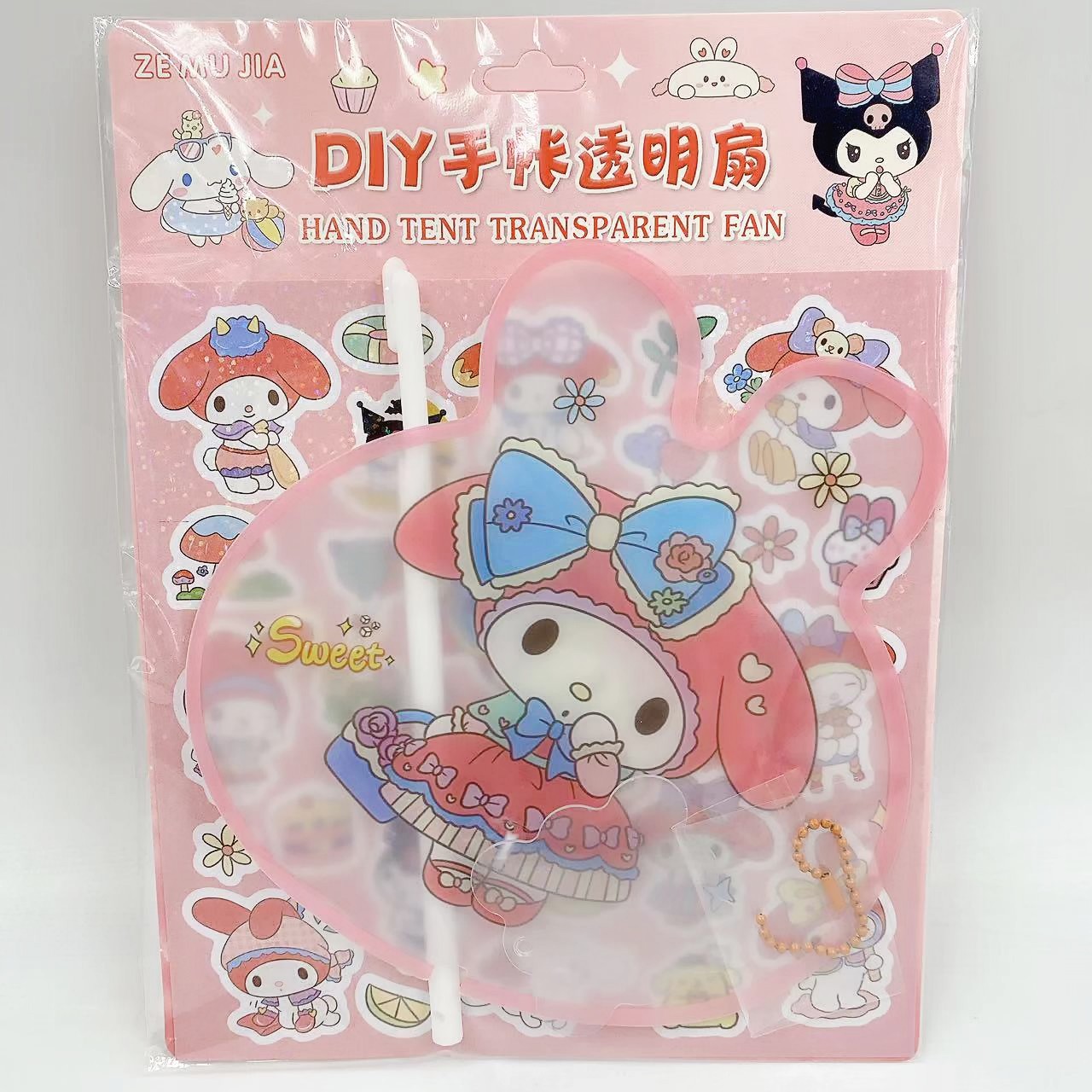 Cuenta de mano DIY ventilador transparente tarjeta de tar