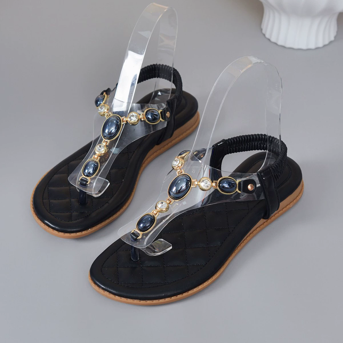 2025 новые летние сладкие сандалии на платформе для женщин, богемные босоножки с камнями на среднем каблуке, не утомляющие и стройнящие.