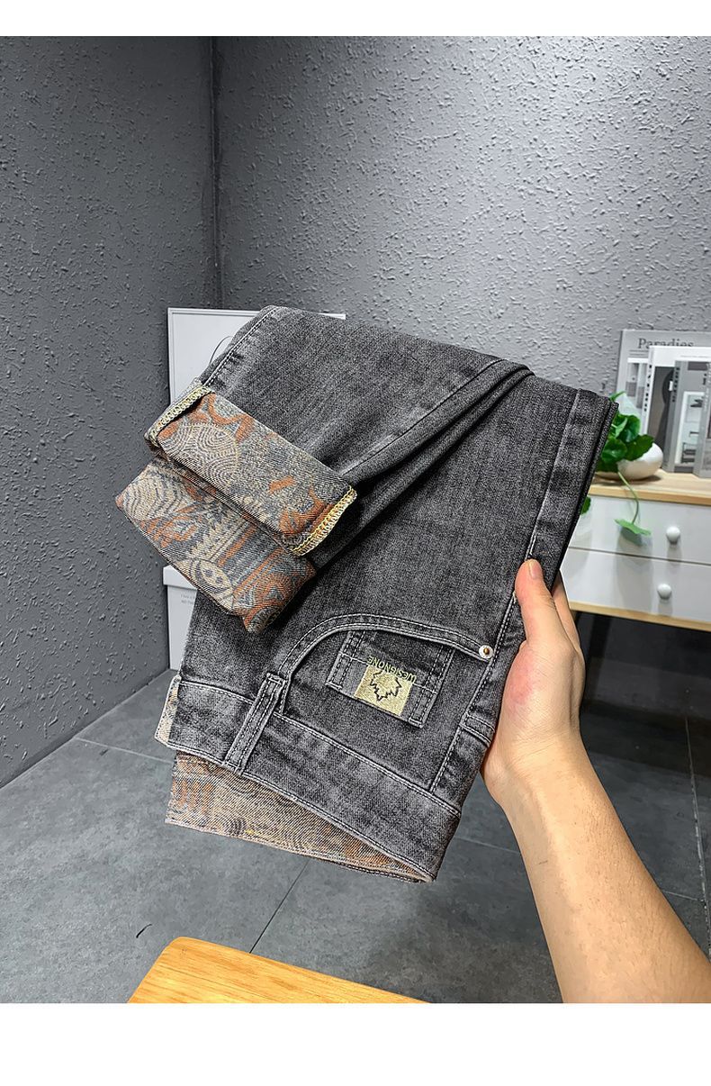 Jean droit et ample pour hommes, pantalon Long, tendance, haut de gamme, élastique, décontracté, nouvelle collection automne_voghion.com