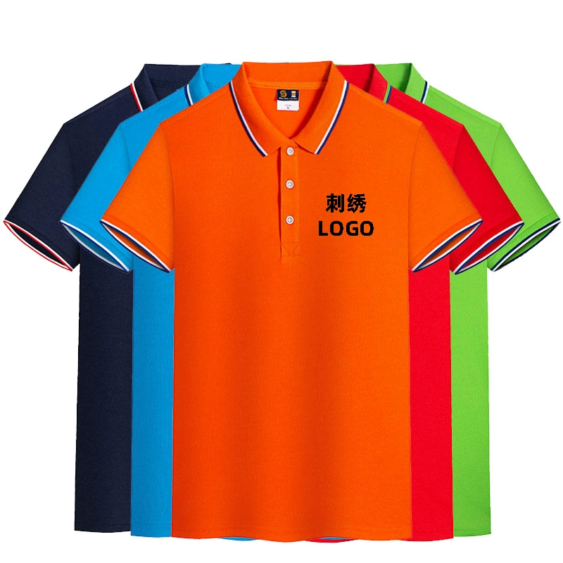 Однотонная футболка с короткими рукавами и лацканами, корпоративная рабочая одежда на заказ, классная униформа, хлопковая рекламная рубашка в культурном стиле, вышитый логотип с принтом