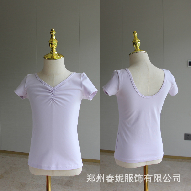子供ダンス服女の子夏半袖 Tシャツ中国民族舞踊バレエスプリットセットスリム半袖トップ|undefined
