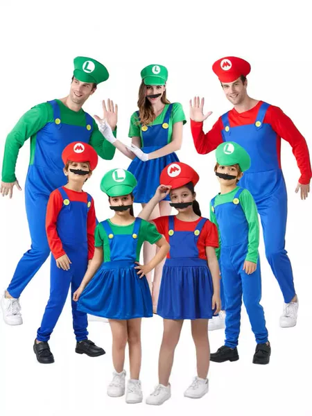 Halloween Cosplay Costume Mario Family Suit Dance Performance Costume Mario Kidsren's Costume