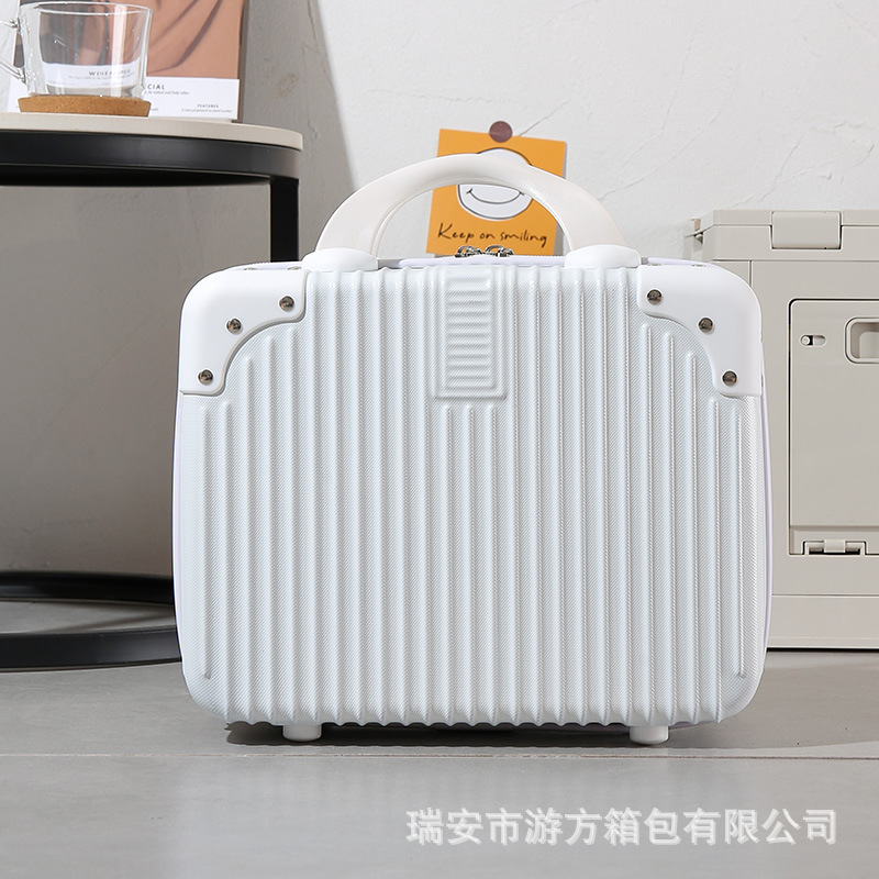Portátil de equipaje de las mujeres pequeño ligero de 16 pulgadas mini lindo de 14 pulgadas caja de maquillaje contraseña bolsa de almacenamiento de viaje