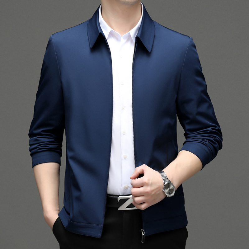 Same style jacket as the one sold in department stores, men's autumn new collection, fashionable mulberry silk, for middle-aged and elderly men, plus-size casual lapel jacket Same style jacket as the one sold in department stores, men's autumn new collection, fashionable mulberry silk, for middle-aged and elderly men, plus-size casual lapel jacket