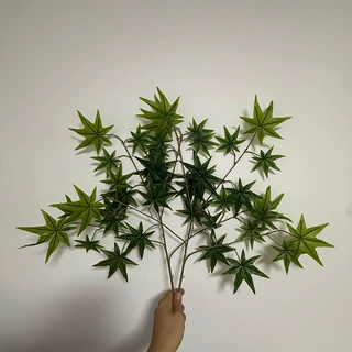 仿真绿色枫叶手感胶布五角枫叶红枫叶园林工程装饰仿真枫树叶批发