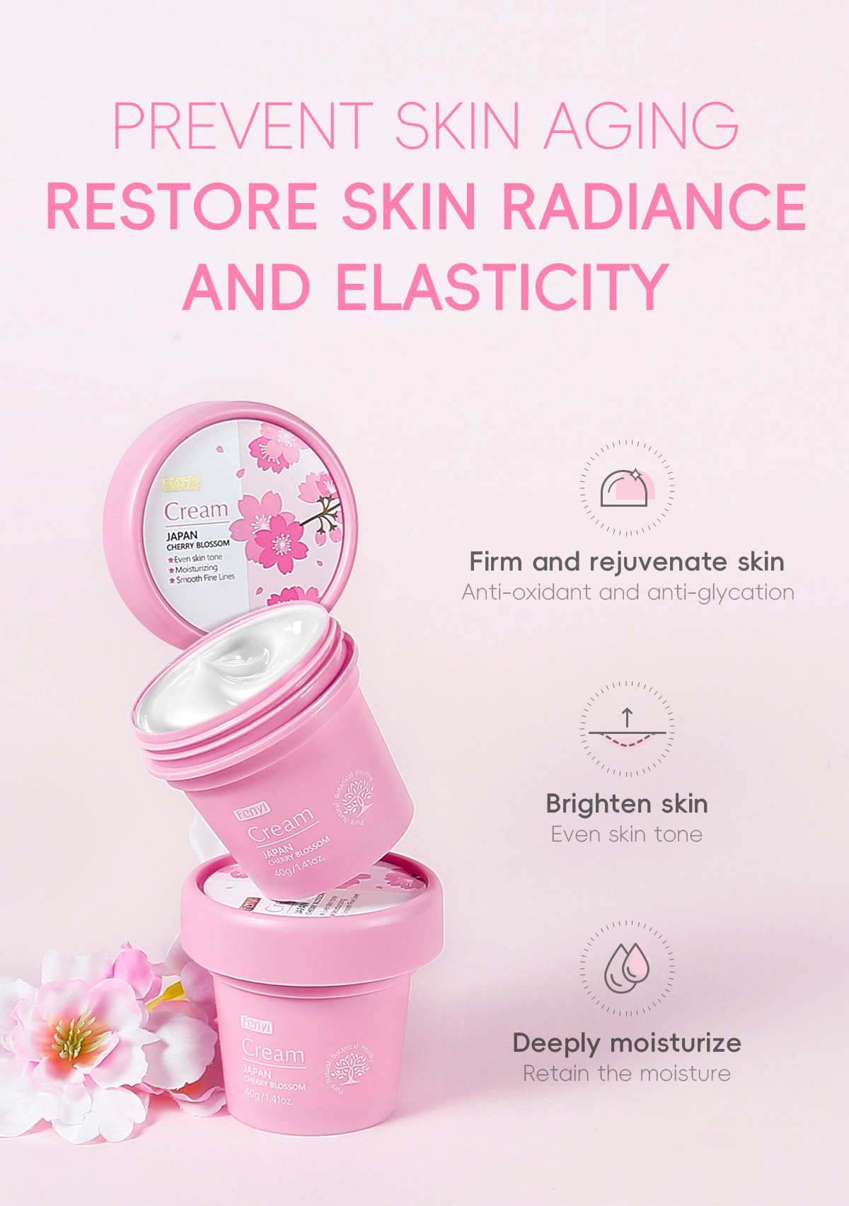 FENYI Cherry Blossom Essence Cream 40g, Autumn and Winter Moisturizing, Hydrating and Nourishing, in stock from the manufacturer undefined