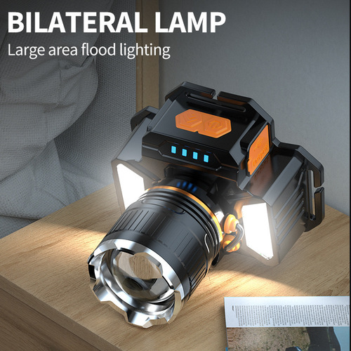LED new high-power rechargeable induction strong light headlight long-range outdoor zoom head-mounted fishing light wholesale