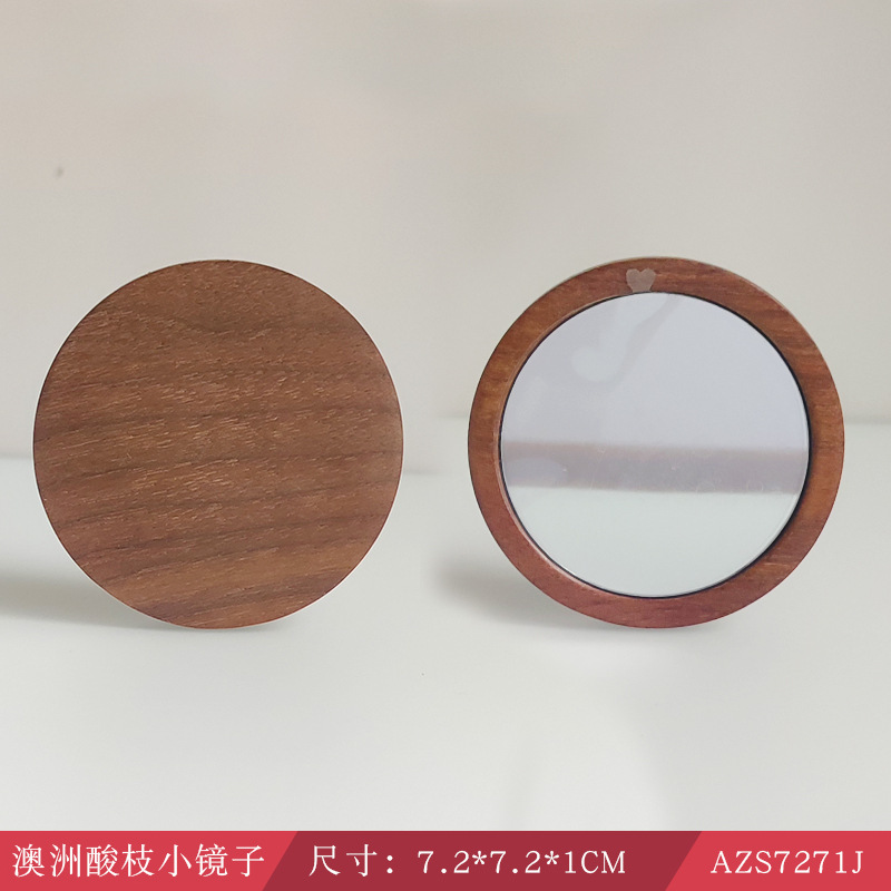黒檀の丸い木製ウェディングミラー、結婚式用化粧鏡、携帯用化粧鏡、彫刻入りクリエイティブギフト|undefined