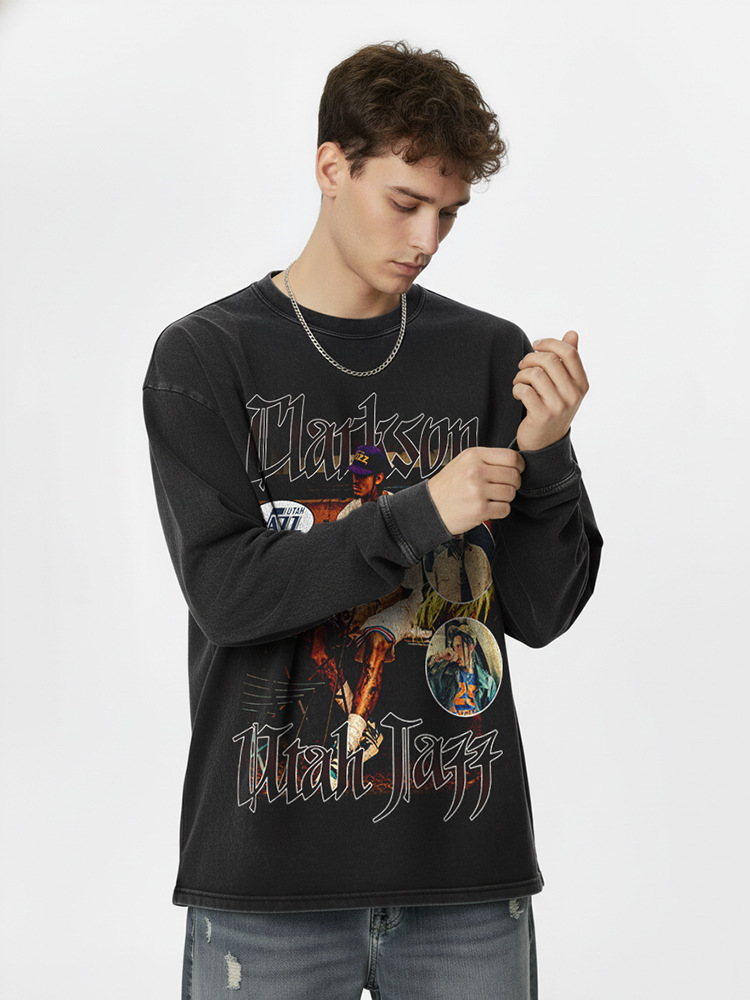 Transfronterizo Clarkson Clarkson camiseta de estrella retro estadounidense de manga corta con estampado