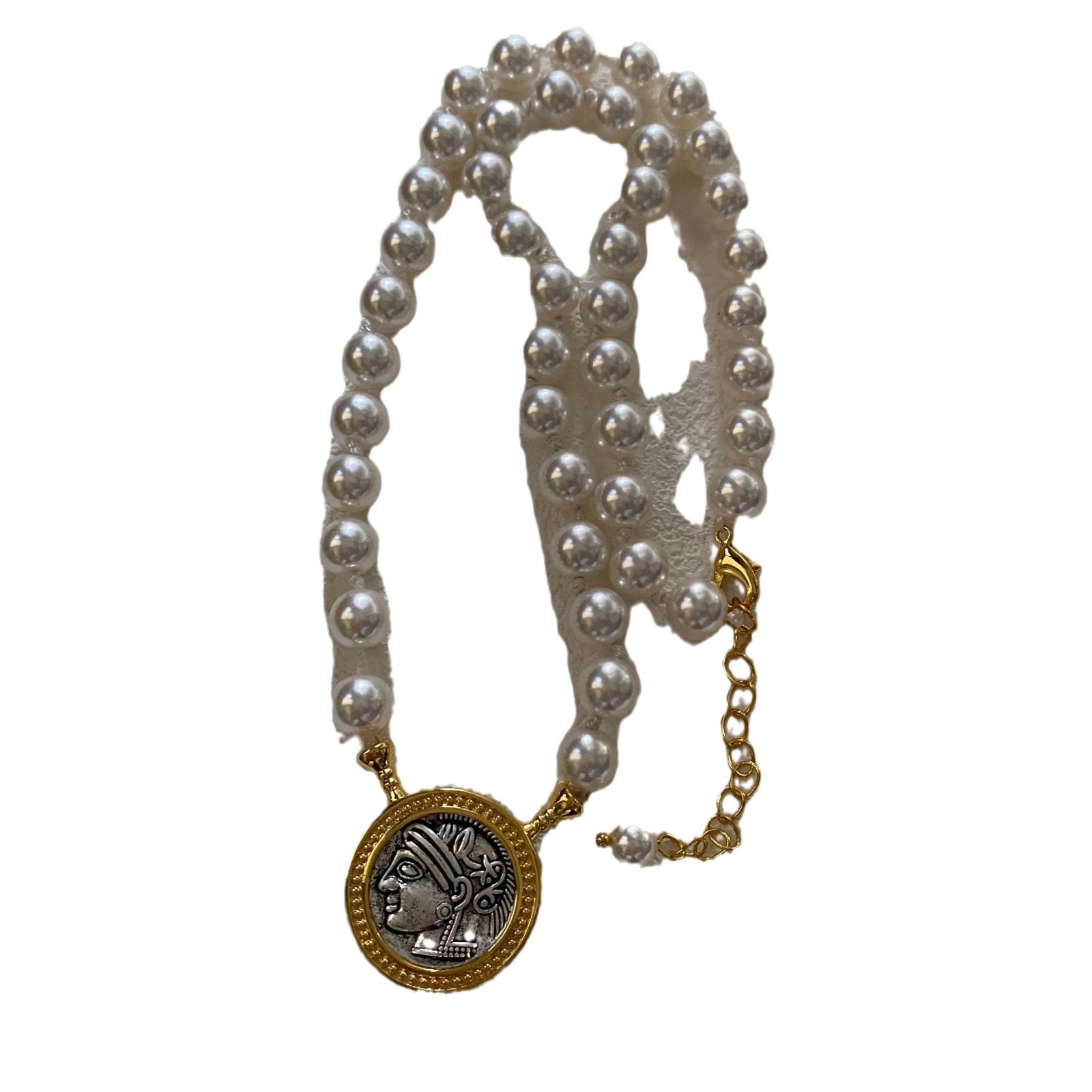 La diosa de la victoria en relieve serie de monedas antiguas de metal doble cara nuevo collar ligero ajustable de lujo nicho collar de alto nivel