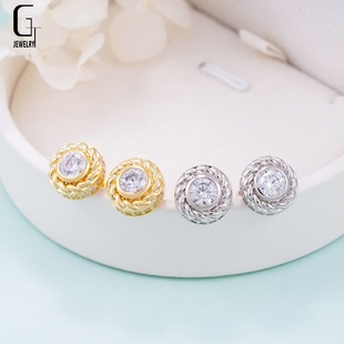 Cross-border platform supply S925 silver moissanite hip-hop earrings European and American fashion earrings over-test drill pen with GRA
