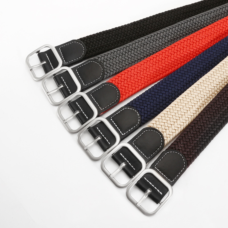 Elastic woven elastic belt men and women Korean version of all-match casual buckle belt non-perforated men's canvas waistband wholesale