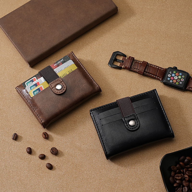 Cartera multicapa para niños, textura de cuero, tarjetero antirrobo de gran capacidad, bolso de identificación ultrafino, billetera, funda dos en uno