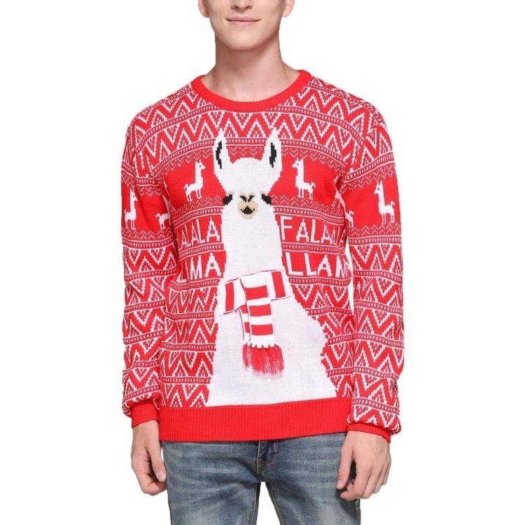Customized manufacturers process European and American Christmas foreign trade men's sweaters loose pullover cartoon jacquard sweaters