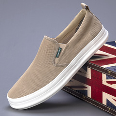 2024春季新款男鞋飛織網布透氣時尚百搭款式潮流輕便老北京布鞋男