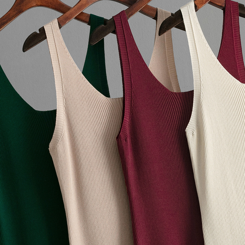 Sexy Knitted Sling Dress Summer Solid Color Back Slit Sheath Maxi Dress
