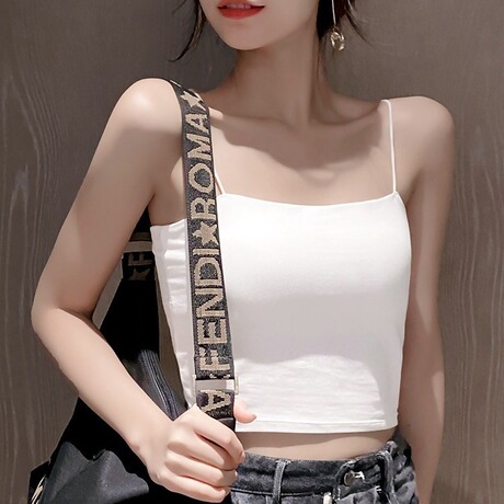 美背吊带背心女夏季内搭抹胸打底网红爆款白色带胸垫外穿一体上衣