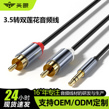 工厂批发一分二音频线适用typec/Lightning/3.5mm转双莲花音频线
