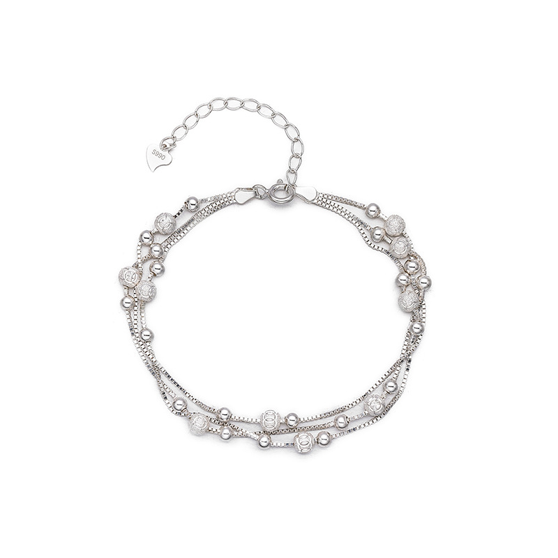 Estilo de lujo ligero Sansheng III Pulsera de plata pura S990 Joyas de plata esterlina Joyas de plata de moda femenina Regalos de cumpleaños de Navidad y Año Nuevo