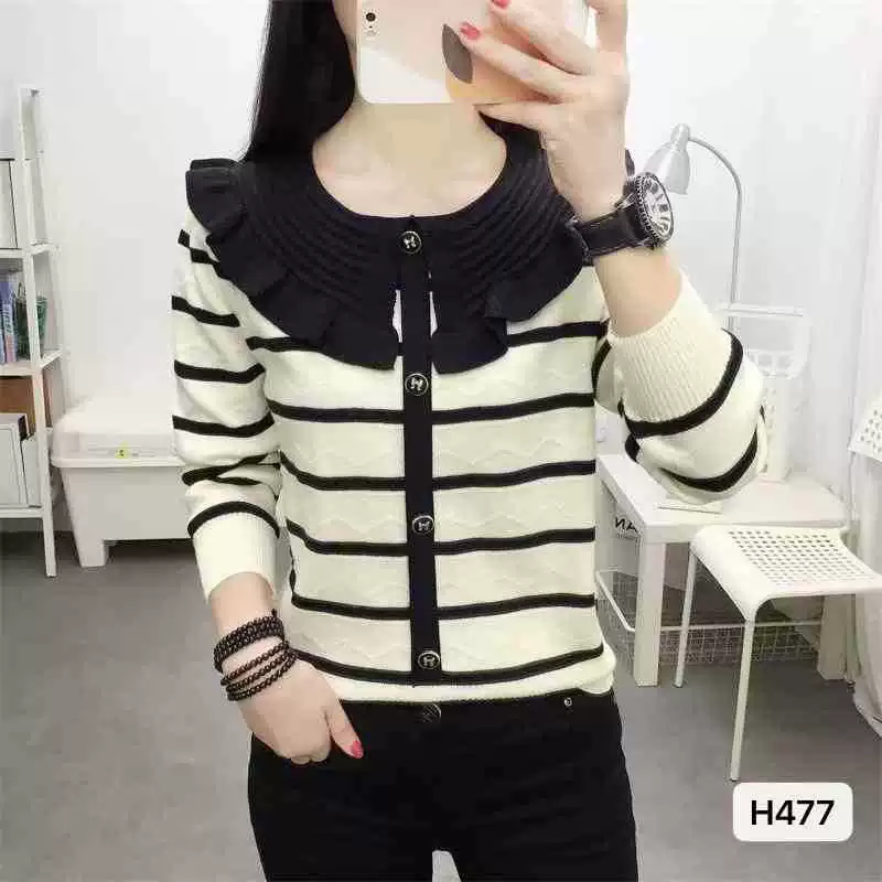 Knitted sweater, autumn set, base body-friendly long-sleeve, V-neckline