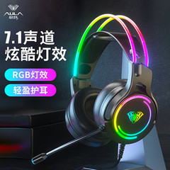 狼蛛S506頭戴式遊戲電競發光耳機7.1USB教學語音耳麥網紅直播耳機