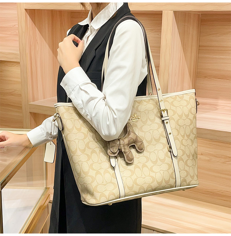 Túi tote da thật nữ đáy rộng phong cách Hồng Kông — nâu chi tiết 5