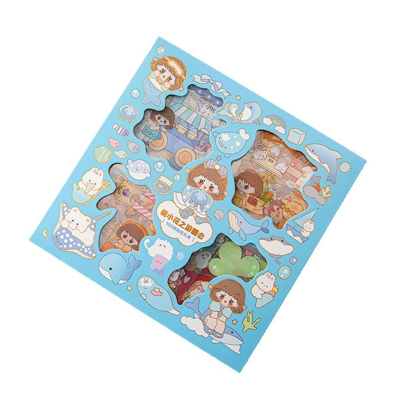 100 piezas no repetidas pegatinas caja de regalo de dibujos animados lindo Diario pegatinas al por mayor del animal doméstico Diario pegatinas niños pegatinas