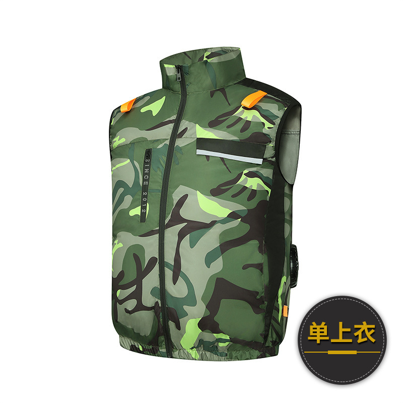 跨境货源夏季空调服降温反光条马甲带风扇的衣服风扇服工作服|undefined